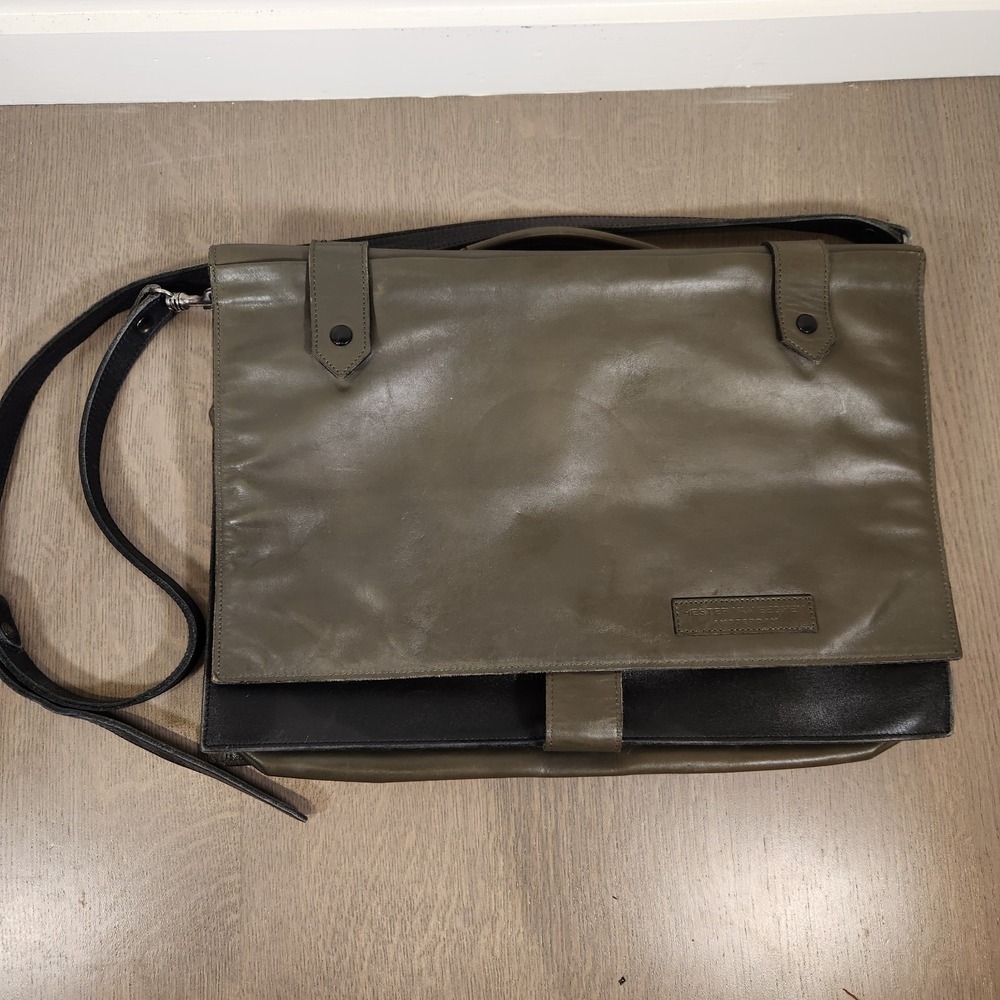 Hester van Eeghen Amsterdam Leather Briefcase Versatile Reversible Black Green